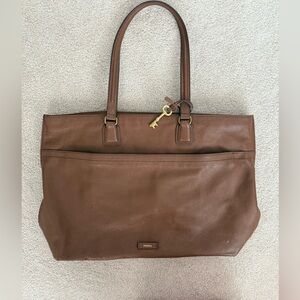 Fossil Rich Brown Leather Tote